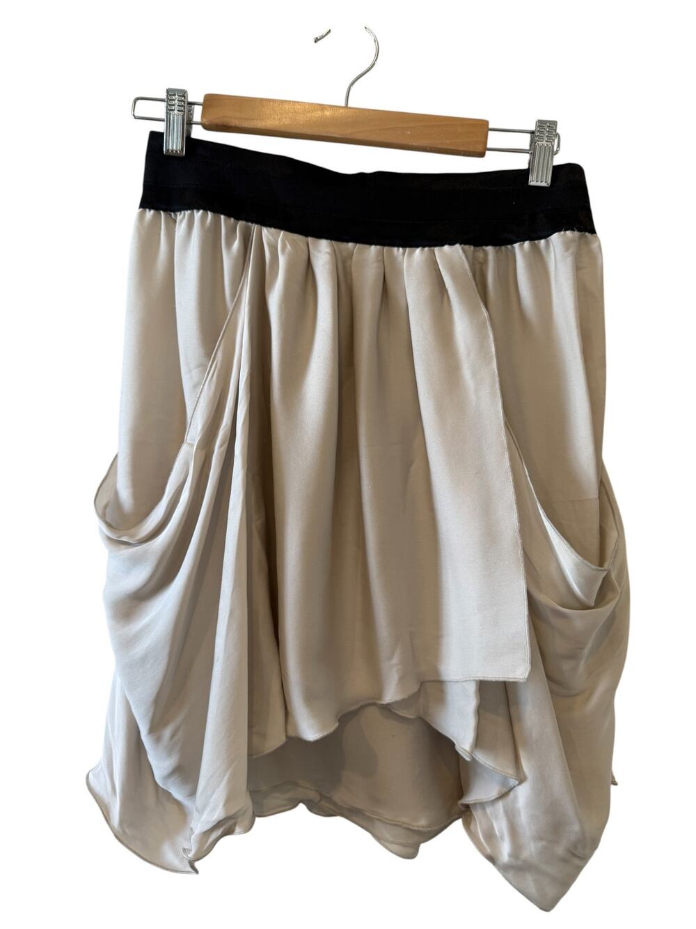 Alice + Olivia Silk Draped Mini Skirt Stone Black 6